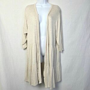 Chic Soul Cream Tiered Kimono Cardigan 1XL